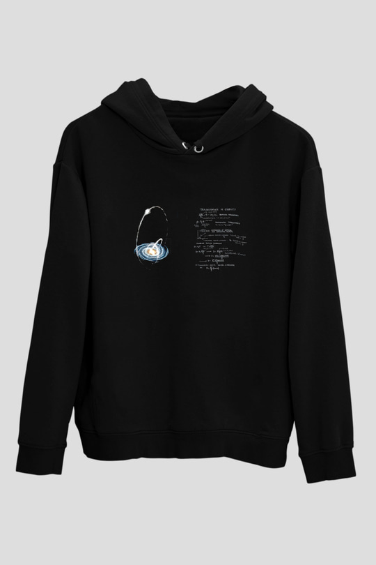 Yerçekimi Yörüngeleri Denklemleri Baskılı Unisex Siyah Hoodie