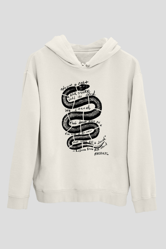 Yılan Beyaz Unisex Kapşonlu Sweatshirt