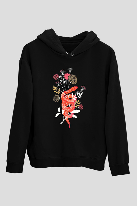 Yılan Siyah Unisex Hoodie