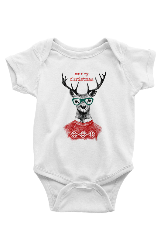 Yılbaşı Baskılı Beyaz Unisex Bebek Body - Zıbın