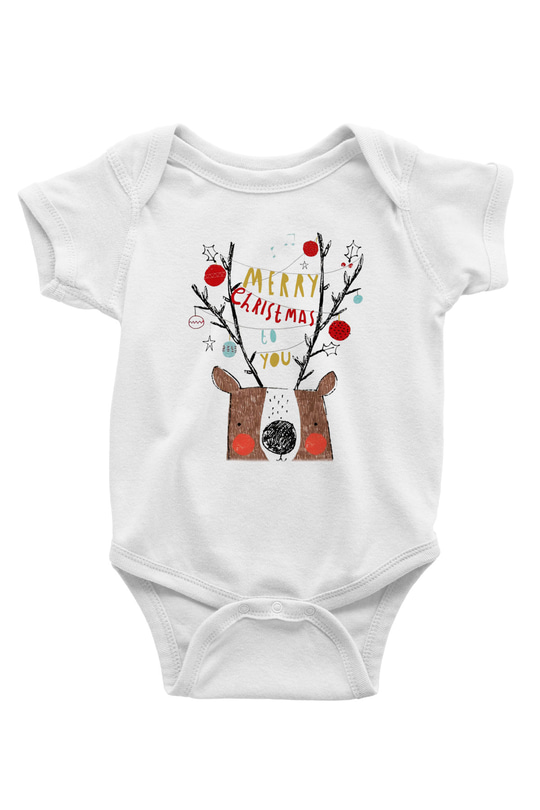 Yılbaşı Baskılı Beyaz Unisex Bebek Body - Zıbın