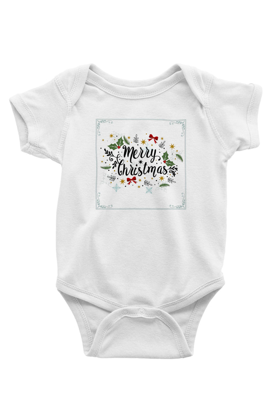 Yılbaşı Baskılı Beyaz Unisex Bebek Body - Zıbın