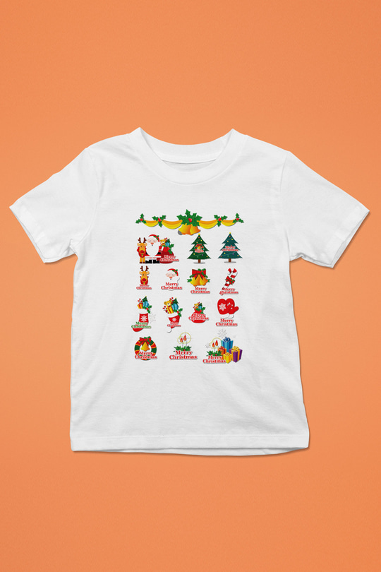 Yılbaşı Baskılı Beyaz Unisex Çocuk Tişört