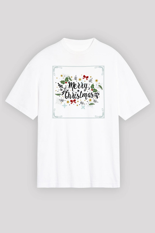 Yılbaşı Beyaz Unisex Oversize Tişört T-Shirt