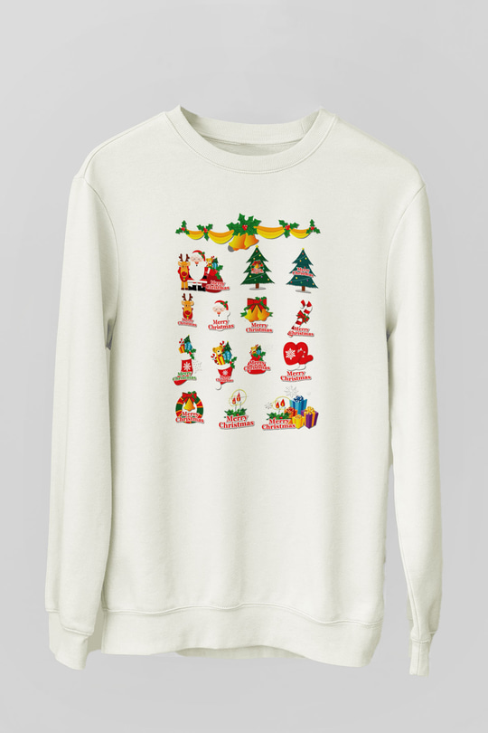 Yılbaşı Beyaz Unisex Sweatshirt