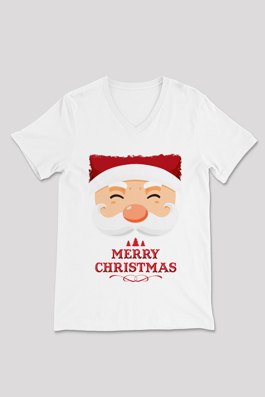 Yılbaşı Beyaz Unisex V Yaka Tişört