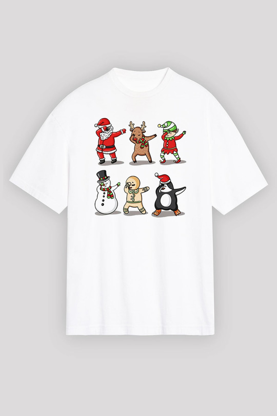 Yılbaşı Yeni Yıl Christmas Beyaz Unisex Oversize Tişört T-Shirt