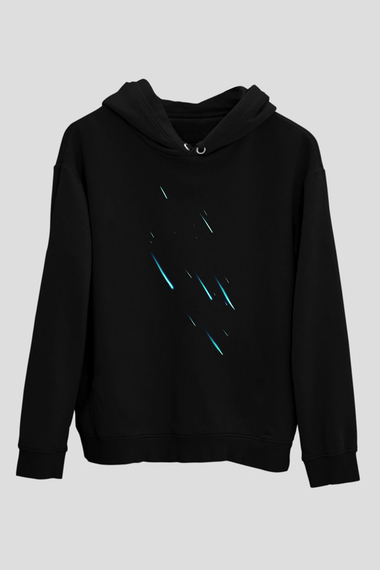 Yıldız Siyah Unisex Kapüşonlu Sweatshirt