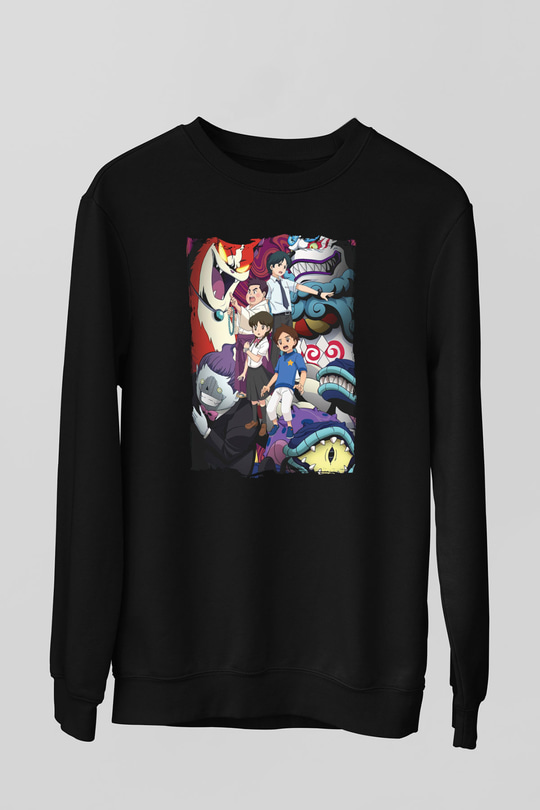 Yo-kai Watch Siyah Unisex Sweatshirt