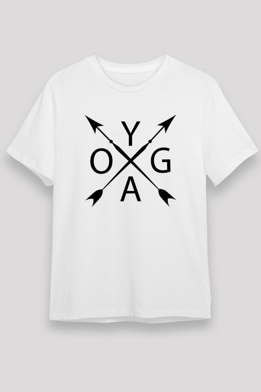 Yoga Baskılı Unisex Beyaz Tişört - Tshirt