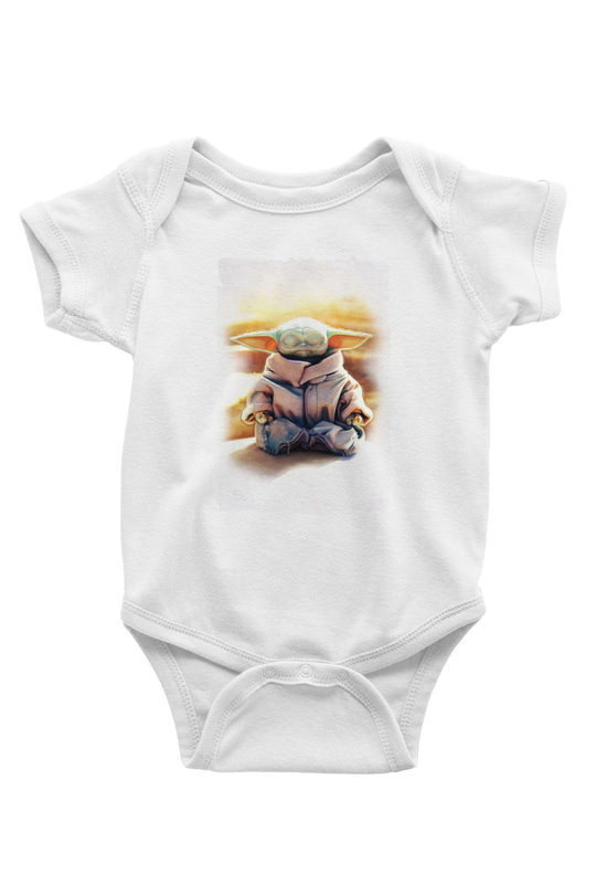 Yoga Yoda BaskılıBeyaz  Bebek Body - Zıbın