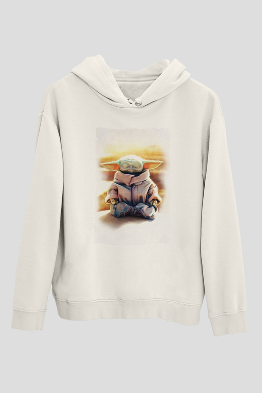 Yoga YodaBeyaz  Unisex Hoodie