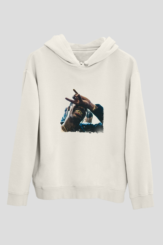 Young Thug Baskılı Unisex Beyaz Kapüşonlu Sweatshirt