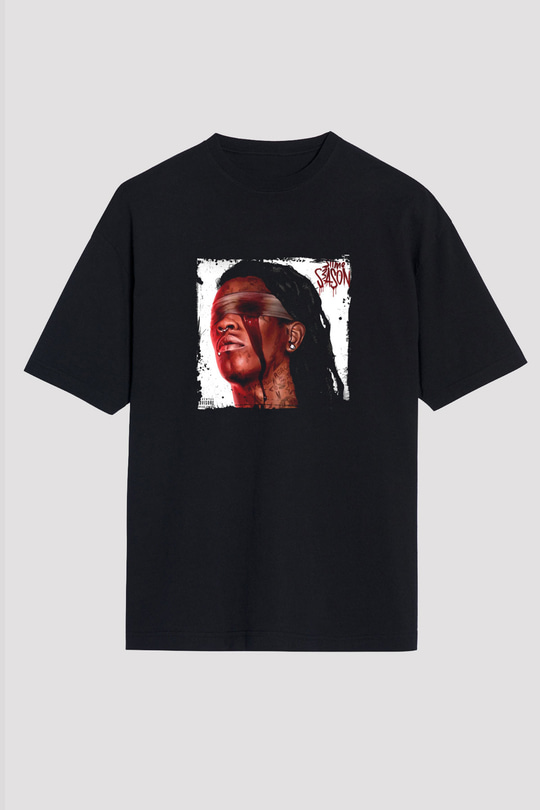 Young Thug Baskılı Unisex Oversize Siyah Tişört