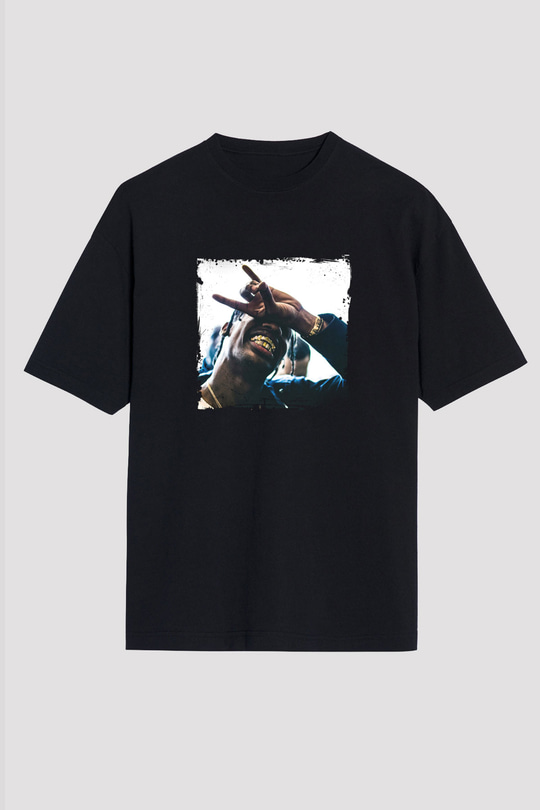 Young Thug Baskılı Unisex Oversize Siyah Tişört