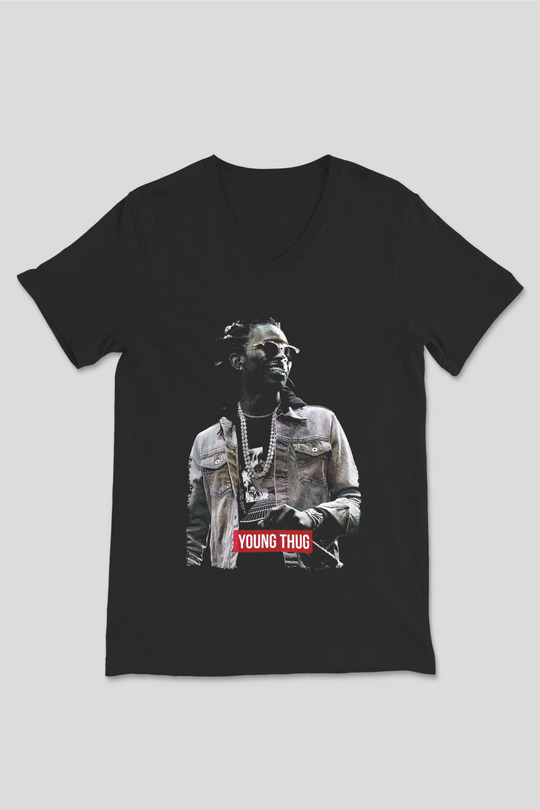 Young Thug Siyah Unisex V Yaka Tişört
