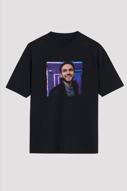 Zedd Baskılı Unisex Oversize Siyah Tişört