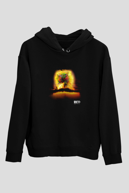 Zedd Baskılı Unisex Siyah Hoodie