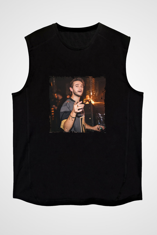 Zedd Baskılı Unisex Siyah Kolsuz Tişört