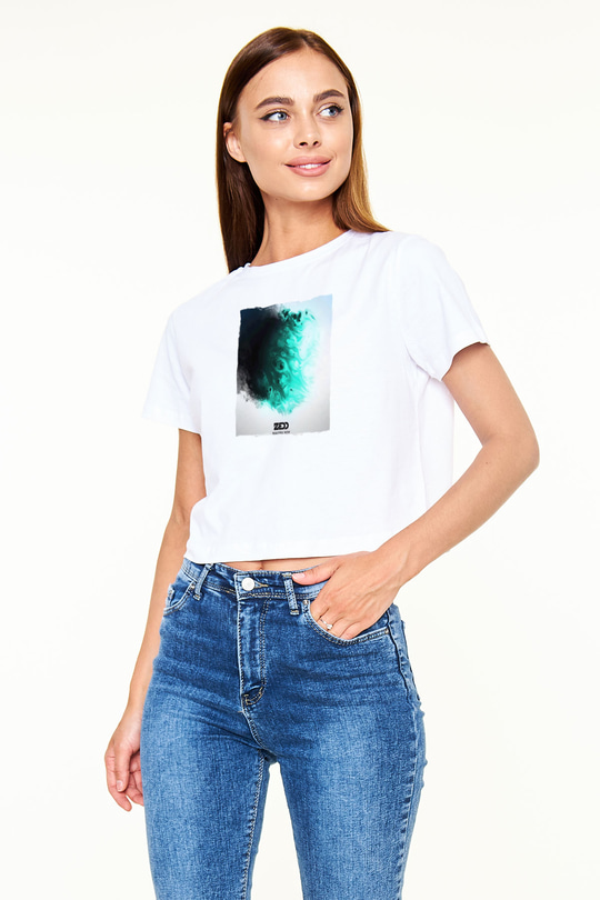 Zedd Beyaz  Crop Top Tişört