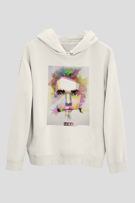 Zedd Beyaz Unisex Kapüşonlu Sweatshirt