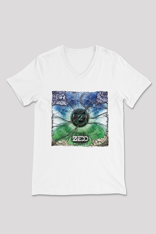 Zedd Beyaz Unisex V Yaka Tişört