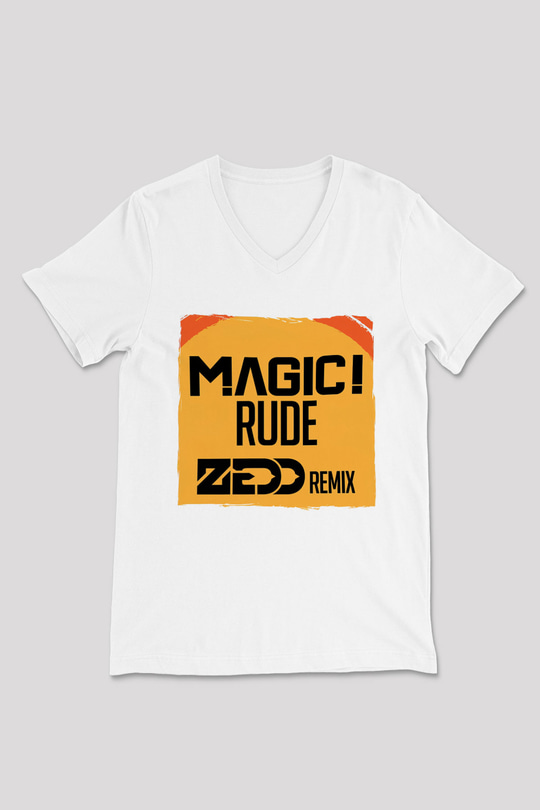 Zedd Beyaz Unisex V Yaka Tişört