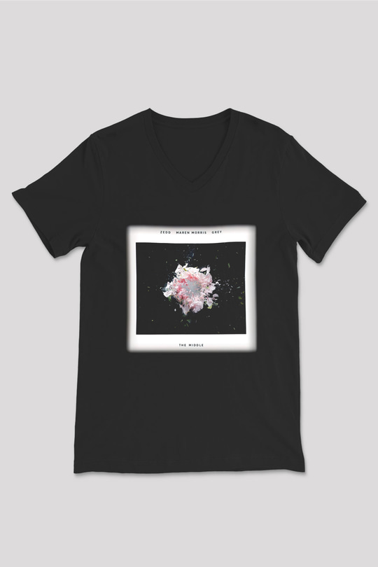 Zedd Siyah Unisex V Yaka Tişört T-Shirt