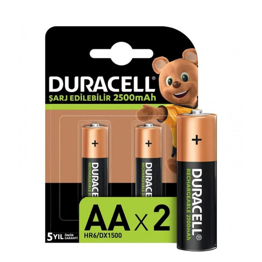 DURACELL 2500 MAH 2Lİ ŞARJLI KALEM PİL