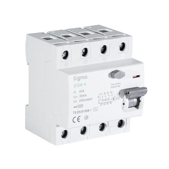 Sigma SGM 4P 30mA 10 kA 25A Kaçak Akım Koruma Rölesi