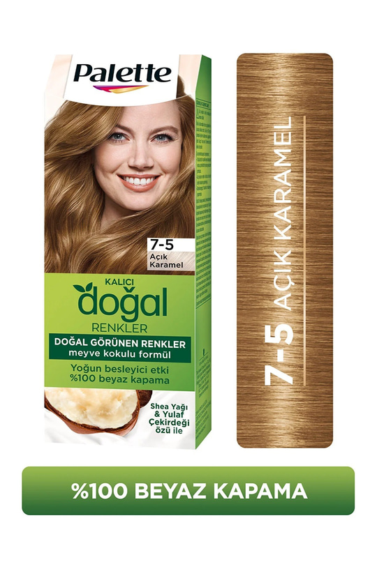 Palette Kalıcı Doğal Renkler Saç Boyası 7-5 Açık Karamel