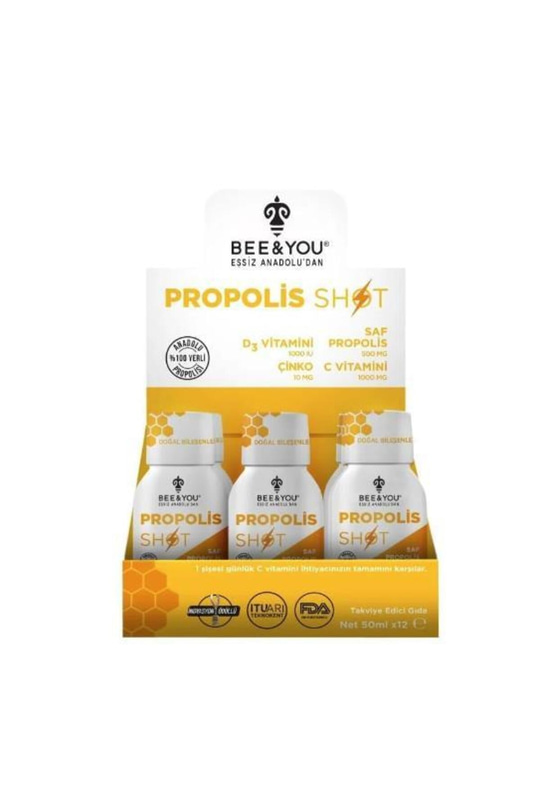 Bee & You Beeo Up Çinko + D3 + C Vitamini Shot Propolis 50 ml 12li