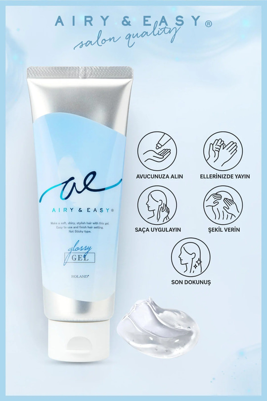 Cosmetex Roland Airy & Easy Glossy Gel Parlak ve Güçlü Saç Şekillendirici