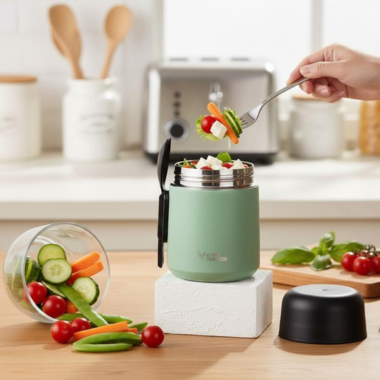Star Termos Thermbox 500 ml Paslanmaz Çelik Yemek Termosu | Bebek Mama Ve Yemek Termosu - Yeşil