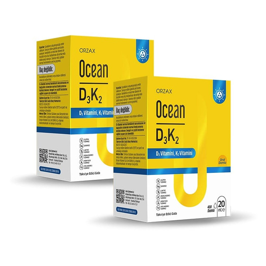 Orzax Ocean D3K2 Vitamin Damla 20 ml 2 Adet