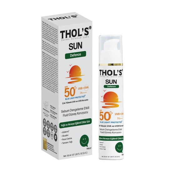 THOLS SUN Defence (TB8) Fluid Güneş Koruyucu - 50 ml Yağlı ve Akneye Eğilimli Ciltler İçin Sebum Dengeleme Etkili Fluid Güneş Koruyucu
