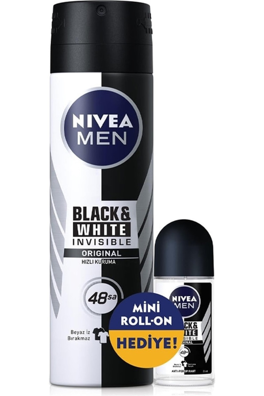 Nivea Men Black White Erkek Deodorant Sprey 150 ml + Roll-On 25 ml