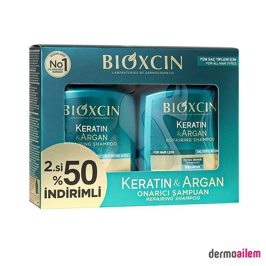 ŞampuanlarBioxcinBioxcin Keratin & Argan Onarıcı Şampuan 300 ml 2'li Avantaj Paket
