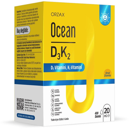 Orzax Ocean D3K2 Vitamin Damla 20 ml