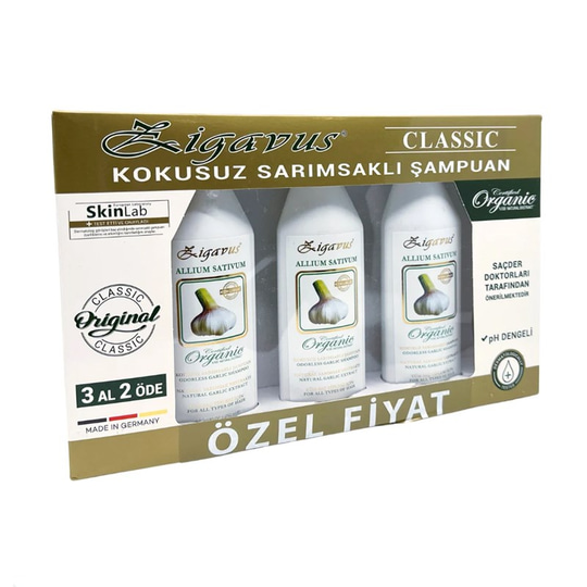 Zigavus Saç Dökülmelerine Karşı Klasik Kokusuz Sarımsaklı Şampuan 250 ml - 3 Al 2 Öde