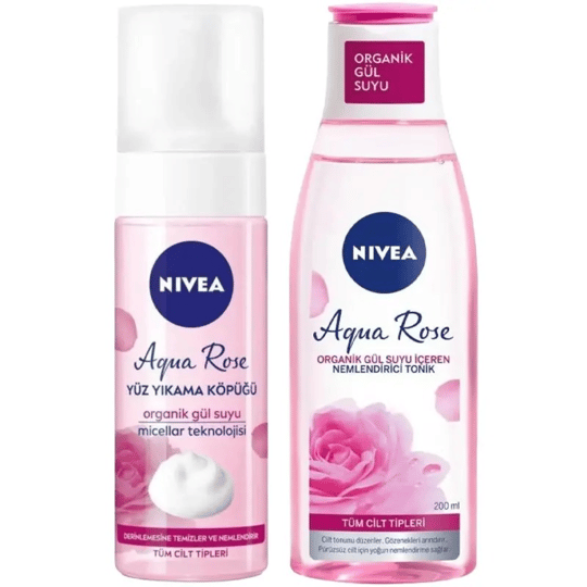 Nivea Aqua Rose - Temizleyici Set Gül Suyu İçerikli Yüz Temizleme Jeli 150 ml ve Nemlendirici Tonik 200 ml