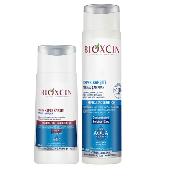 Bioxcin Aqua Kepek Karşıtı Termal Şampuan 300 ml + Yoğun Kepek Karşıtı Termal Şampuan 200 ml