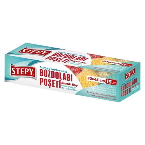 Stepy Buzdolabı Poşeti Büyük Boy 15 Adet (30x45 cm)
