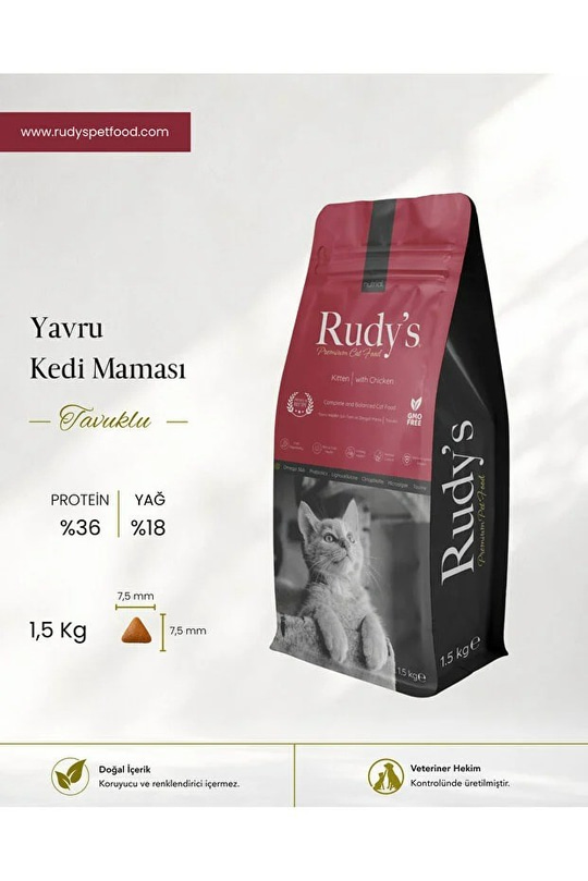 Rudys Premium Yavru Kedi Maması Tavuklu 1,5 Kg