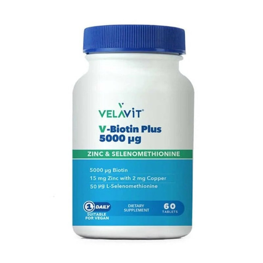 Velavit V-Biotin Plus 5000mcg Takviye Edici Gıda 60 Tablet