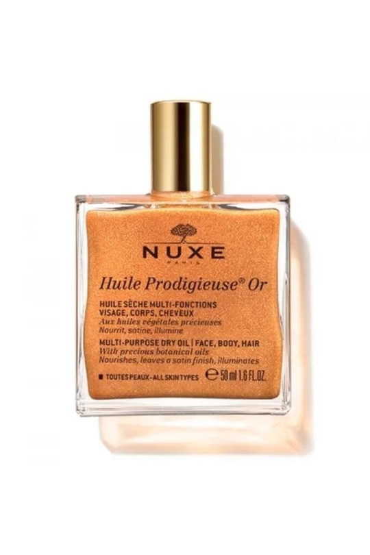 Nuxe Huile Prodigieuse OR Altın Parıltılı Yüz Vücut Saçlar İçin Çok Amaçlı Kuru Yağ 50 ml