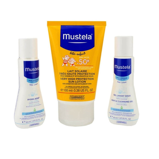 Bebek Güneş SerisiMustelaMustela Spf 50 Faktör 100 ml Güneş Kremi Set + 50 ml Bebek Losyonu Ve 50 ml Hassas Temizleme Jeli