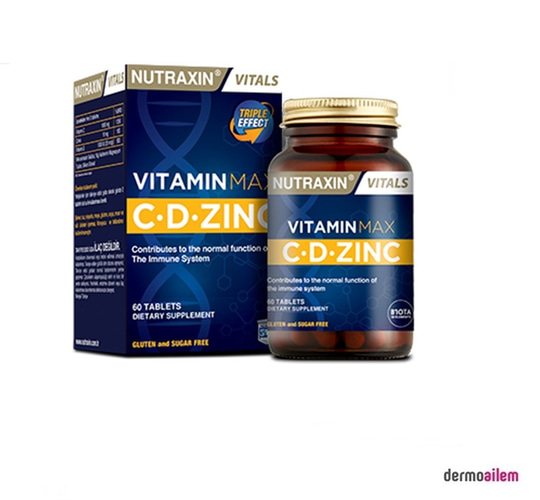 Takviye Edici GıdalarNutraxinNutraxin Vitamin Max C-D-Çinko 60 Tablet