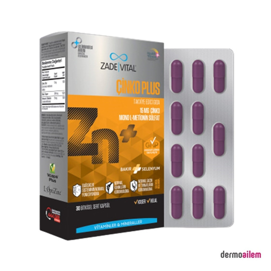 Takviye Edici GıdalarZade VitalZade Vital Çinko Plus Takviye Edici Gıda 30 Kapsül