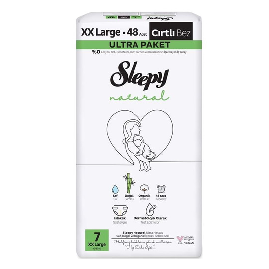 Sleepy Natural Bebek Bezi 7 Numara 48 Adet Cırtlı Bez Ultra Paket
